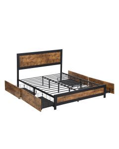Levede Metal Bed Frame Double Mattress Base Platform Wooden 4 Storage Drawers