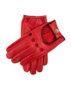 Dents Delta Mens Classic Luxury Leather Driving Gloves - Berry/Black