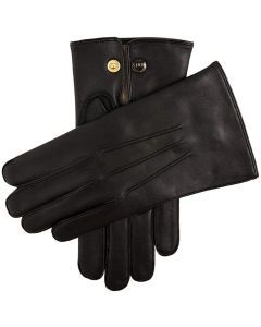Dents Officers Mens Classic Leather Gloves w 100% Wool Lining Winter Warm - Black