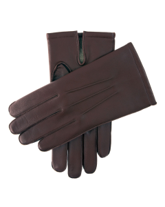 Dents Mens Leather Keston Gloves w/ Palm Vent & 3-Point Stitch Detail - Brown