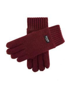 Dents Mens 100% Wool Knit Gloves with 3M Thinsulate Lining - Burgundy