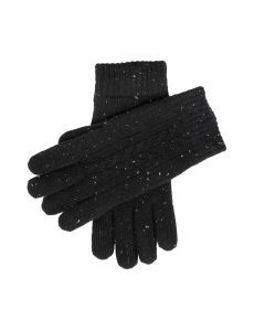 Dents Men’s Touchscreen Cable Knit Gloves with Marl Yarn - Black