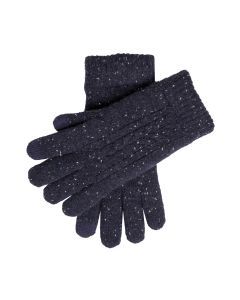 Dents Men’s Touchscreen Cable Knit Gloves with Marl Yarn - Navy