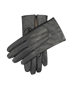 Dents Mens Touchscreen Three-Point Cashmere-Lined Leather Gloves in Black