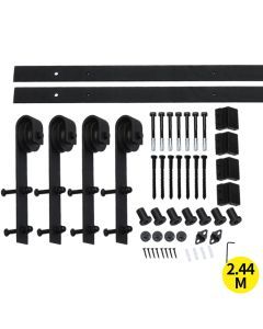 2.44m Antique Classic Style Double Sliding Barn Door Hardware Track Roller Kit