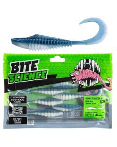 7 Pack of 4 Inch Bite Science Bunker Buster Soft Plastic Lures - Blue Shad