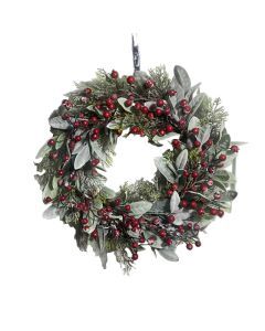 Winter Red Berry Wreath for Door Wall Decor