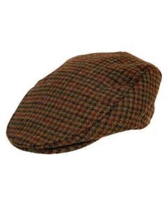 Dents Abraham Moon Yorkshire Wool Dogtooth Flat Cap Hat - Cognac