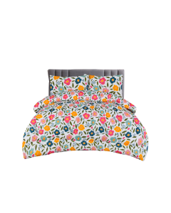 Queen Comforter Full Set w/ Fitted Sheet, 4 Pillow Covers & Comforter - Flowers (6 Piece Set)