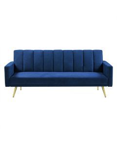 Levede Sofa Bed Convertible Velvet Lounge Recliner Couch Sleeper 3 Seater Blue