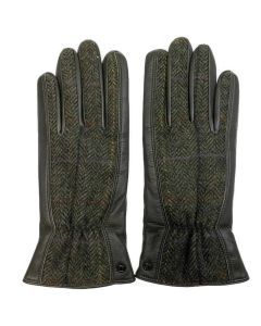 Dents Womens Abraham Moon Tweed Gloves - Fennel/Spruce (Herringbone)