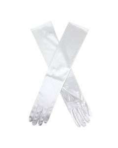 Dents Womens Long Above Elbow Satin Gloves in Ivory