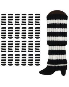 24x Black/White Stripe Ribbed Leg Warmers Bulk Pack - Womens Dance Costume/80s Party