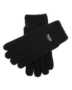 Mens Wool Blend Thinsulate  Lined Knitted Gloves - Black