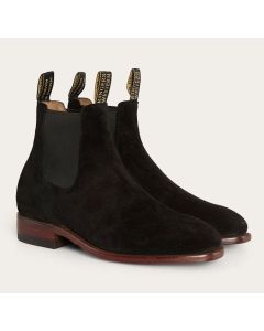 Ringers Western Kununurra Mens Chelsea Leather Boots Shoes in Black Suede EE Width