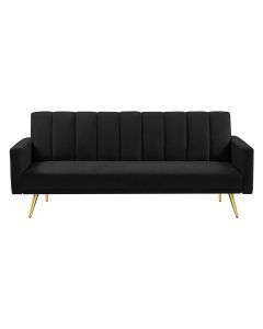 Levede Sofa Bed Convertible Velvet Lounge Recliner Couch Sleeper 3 Seater Black