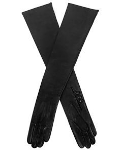Dents Womens Long Opera Length Leather Gloves in Black