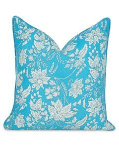 Kolka Hamptons Block-Printed Cotton Voile Decorative Cushion - Blue