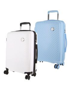 2x Pierre Cardin Inspired Milleni Cabin Luggage Bag 54cm (39L) - Blue & White
