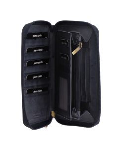 Pierre Cardin Perforated Leather Ladies Zip Around Wallet - Teal