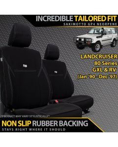 Razorback 4x4 GP4 Standard Neoprene 2x Front Seat Covers suitable for a Toyota Landcruiser 80 Series GXL & RV