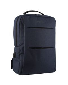 Pierre Cardin Mens Travel & Business Backpack Bag - Navy (Built-in USB Port)