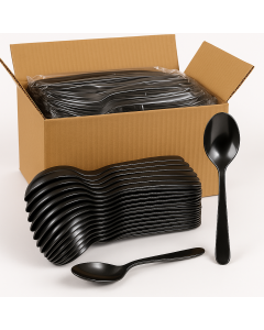 1200x Reusable & Disposable Silver Plastic Spoons - BPA Free Cutlery (Bulk Pack)
