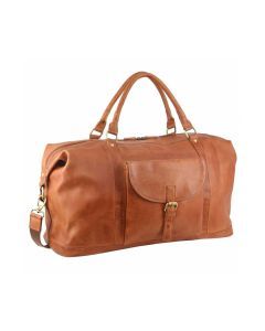 Pierre Cardin Mens Leather Business Overnight Duffle Bag - Cognac (Weekend Travel Luggage)