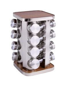 16 Piece Rotating Stainless Steel Spice Rack Organiser