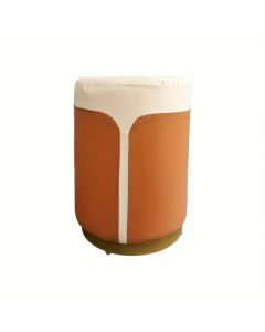 Solid Wood Frame Microfiber Leather Circular Dressing Stool in Orange Color
