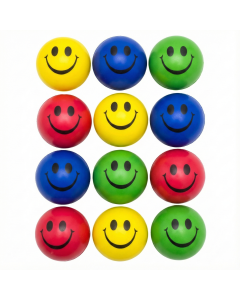 12x Smiley Face Stress Balls Squeeze Toy Bulk Pack - Tension Relief