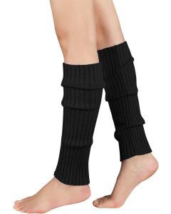 1 Pair Black Ribbed Leg Warmers - Womens Dance Costume/80s Party