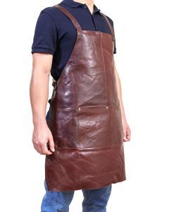 Pierre Cardin Professional Leather Apron - Chestnut (Butcher/Woodwork/Hairdressing/Barber/Chef)