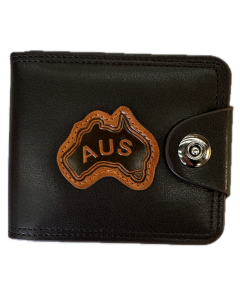 Australia Souvenir Wallet - Brown w/ AUS Emblem (Premium Faux Leather)