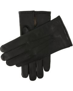 Dents Mens Leather Keston Gloves w/ Palm Vent & 3-Point Stitch Detail - Black