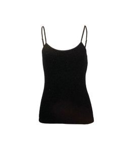 MERINO SKINS Ladies Camisole Singlet - Black (Wool Thermal Base Layer/Undershirt)