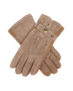Dents Women's Three-Point Fleece-Lined Suede Gloves - Oat Brown