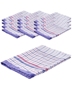 12pc 100% Cotton Jumbo Tea Towels - 90x63cm (Assorted Colours)