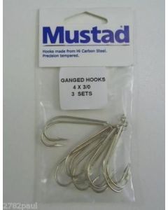 3 Sets Mustad Pre-Rigged Ganged Hooks 3/0 X 4 Hooks