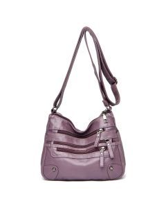 Women's Multi-Layer Leather Shoulder Crossbody Bag (Purple)