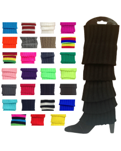 12x Assorted Colours Ribbed Leg Warmers Bulk Pack - Womens Dance Costume/80s Party