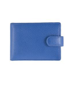 Dents Men's Pebble Grain Leather Card Holder with RFID Blocking and Tab - Blue