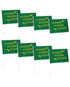 Aussie Green Hand Flags - 8 Pack (14x21cm) | Durable Australia Flag