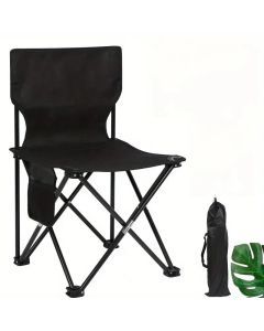 Foldable Camping Chair with Side Pocket Black