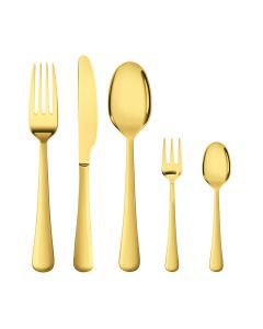 Stainless-Steel Cutlery Set Travel Knife Fork Spoon Glossy Gold Tableware 30Pcs