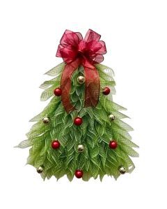 Christmas Wreath with Red Ribbon & Golden Balls