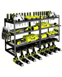 Wall Mounted 4-Tier Metal Tool Rack Organizer