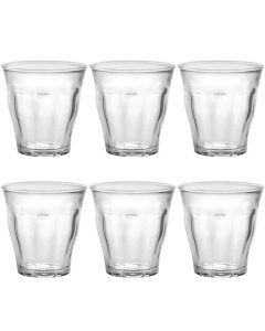 6pc Duralex Picardie 220ml Clear Glass Tumbler Set (BPA Free)