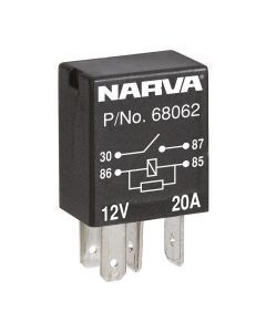 Narva 68062BL 12V 20A Normally Open 4 Pin Micro Relay With Resistor (Blister Pack Of 1)