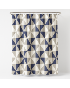 Blue Diamond Printed Polyester Shower Curtain - 180x180cm (Rings Included)